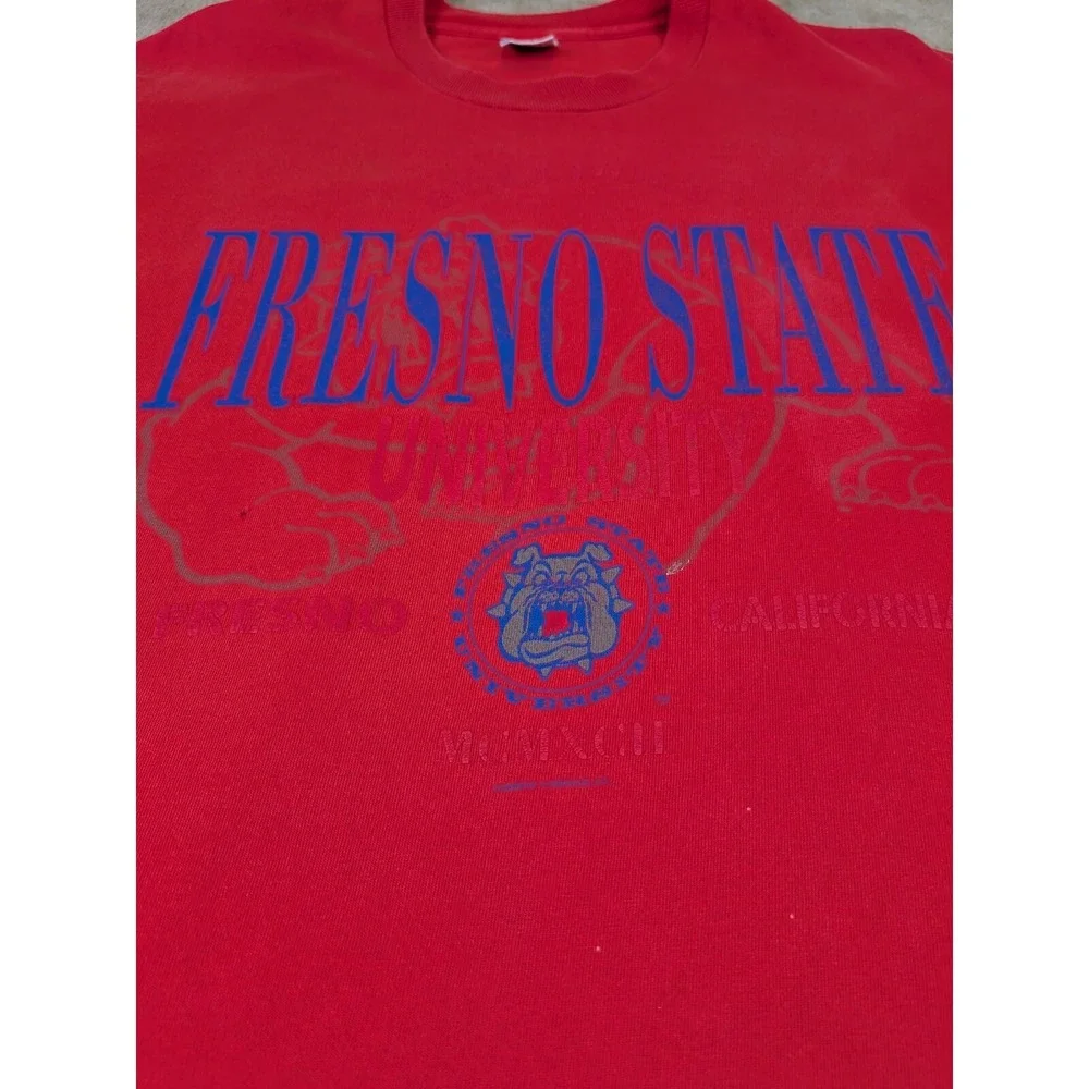 Vintage Fresno State University Bulldogs Red XL T-Shirt 1992 Single Stitch USA